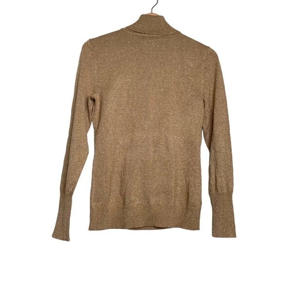 Alfani Gold Turtleneck Sweater Ruched Details Size Petite Small - Picture 3 of 10